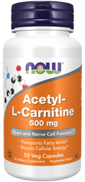 NOW Acetyl-L-Carnitine 500 mg - ALCAR Amino Acid Veg Capsules