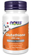 NOW Supplements Glutathione 250 mg - 60 Vegan Capsules
