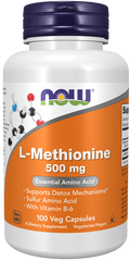 NOW L-Methionine 500 mg Veg Capsules with Vitamin B-6 - 100 Count