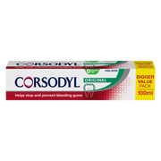 Corsodyl Original Toothpaste 100ml original flavour box front on white background
