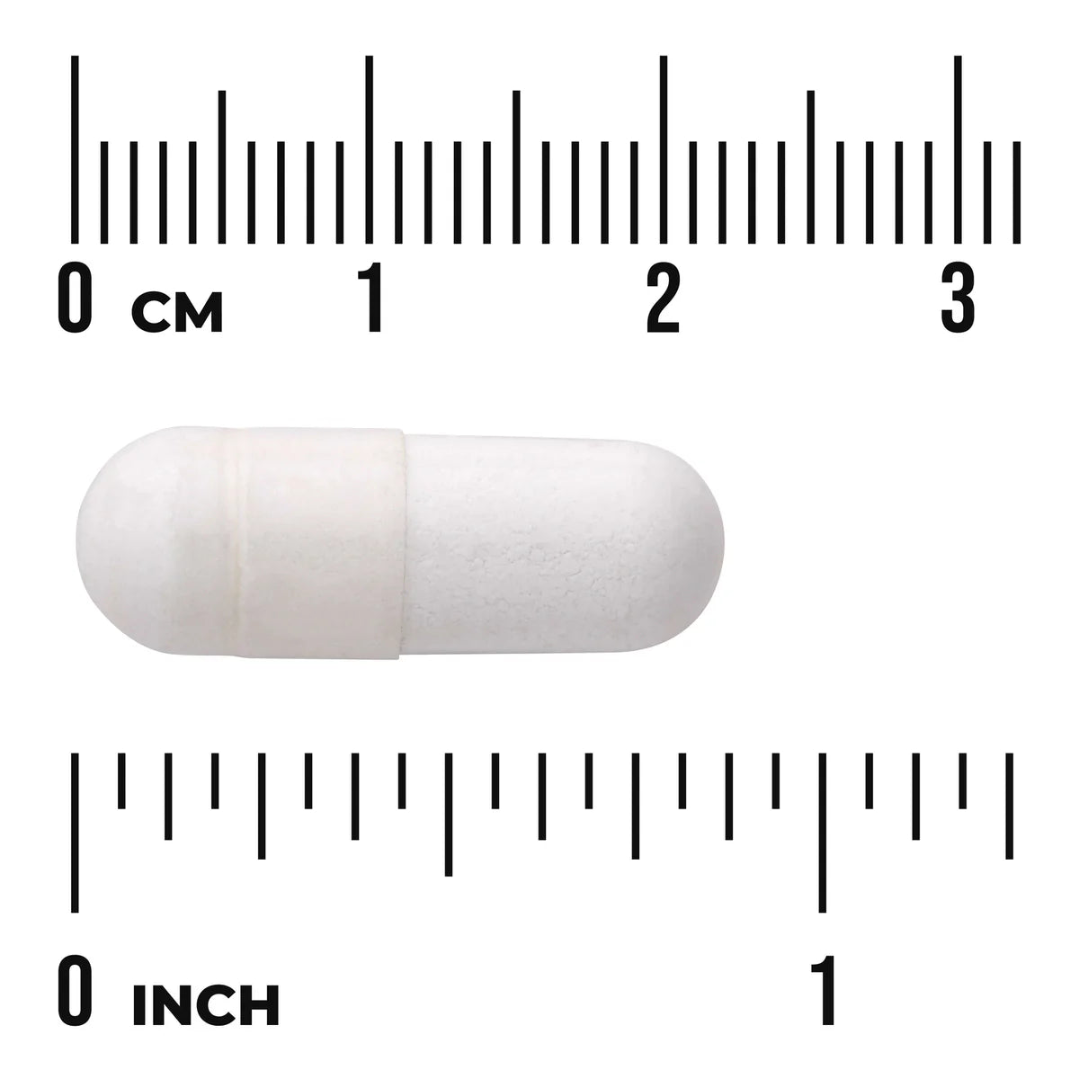 Swanson Triple Magnesium Complex 400mg 300 Vegan Capsules size comparison with measurement scale