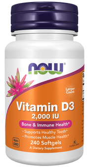 NOW Vitamin D3 400 IU 1000 IU 2000 IU 5000 IU - Softgel and Chewable
