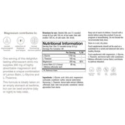 Supplement facts and ingredients for magnesium powder blend.