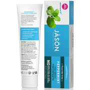 Jason Powersmile Fluoride Free Peppermint Toothpaste 119g tube & box back packaging