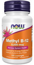 NOW Methyl B-12 5000 mcg & Folate Lozenges - Vegan Lozenges