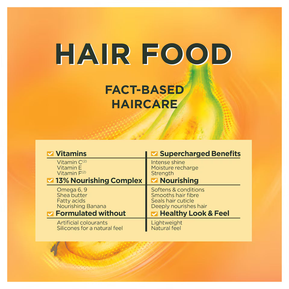 Garnier Ultimate Blends Banana Hair Food Multi-Use Mask ingredients label 400ml tub