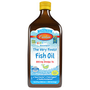 Front image: Carlson Kids fish oil liquid omega 3 800 mg lemon flavour 500 ml bottle