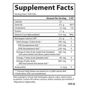 Supplement facts & ingredients image: Carlson Salmon Oil Complete omega fatty acids astaxanthin supplement facts 180 softgels