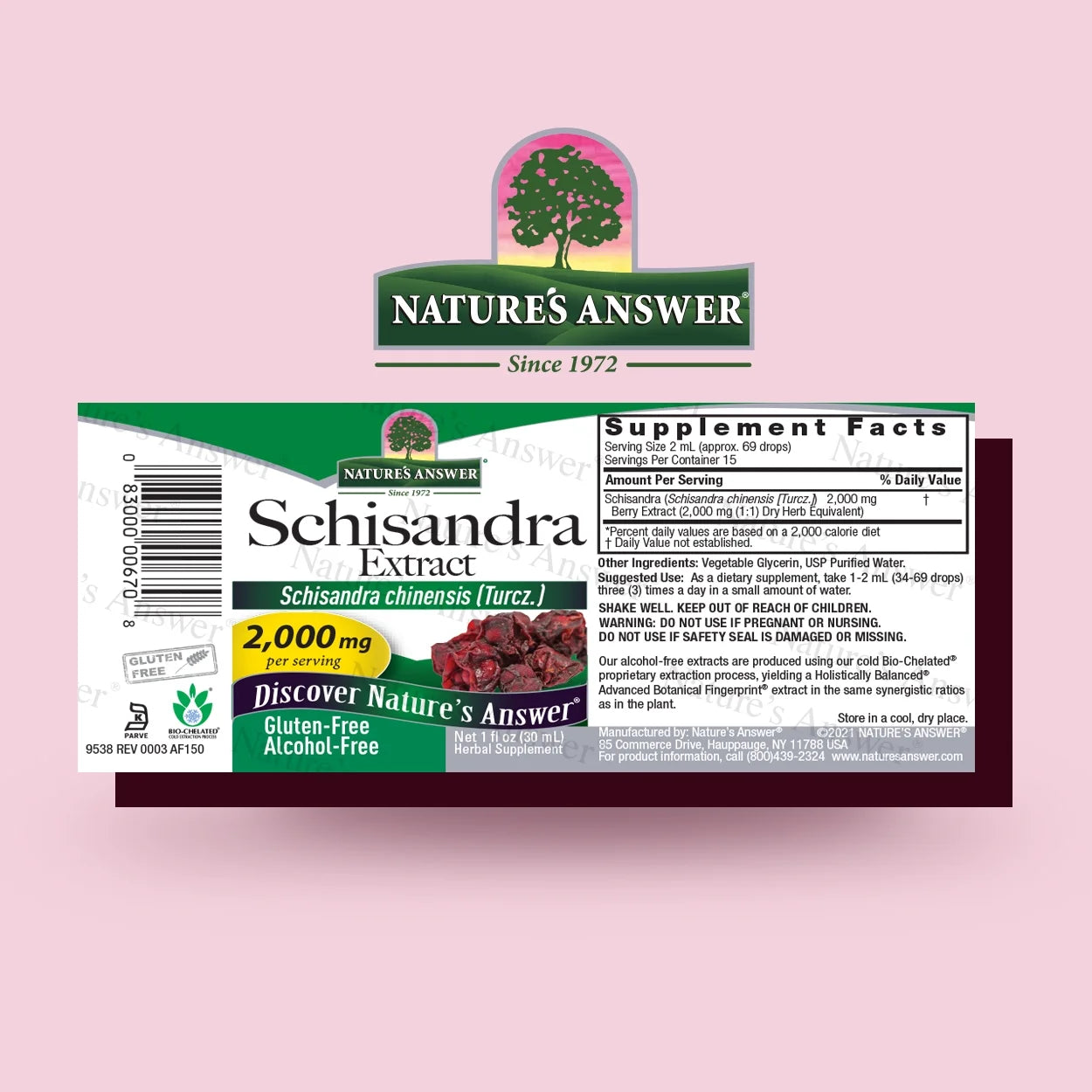 Nature’s Answer Schisandra berry alcohol-free extract 30ml barcode