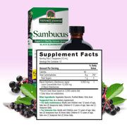 Nature’s Answer Sambucus elderberry supplement facts 120ml bottle