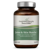 Front image: Good Health Naturally Joint and Skin Matrix collagen capsules supplement 120 count bottle