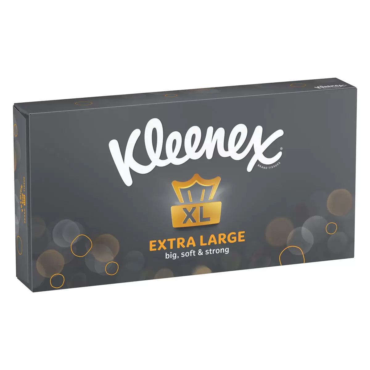 Front image: Kleenex Extra Large tissues 2 ply 90 sheets box packaging