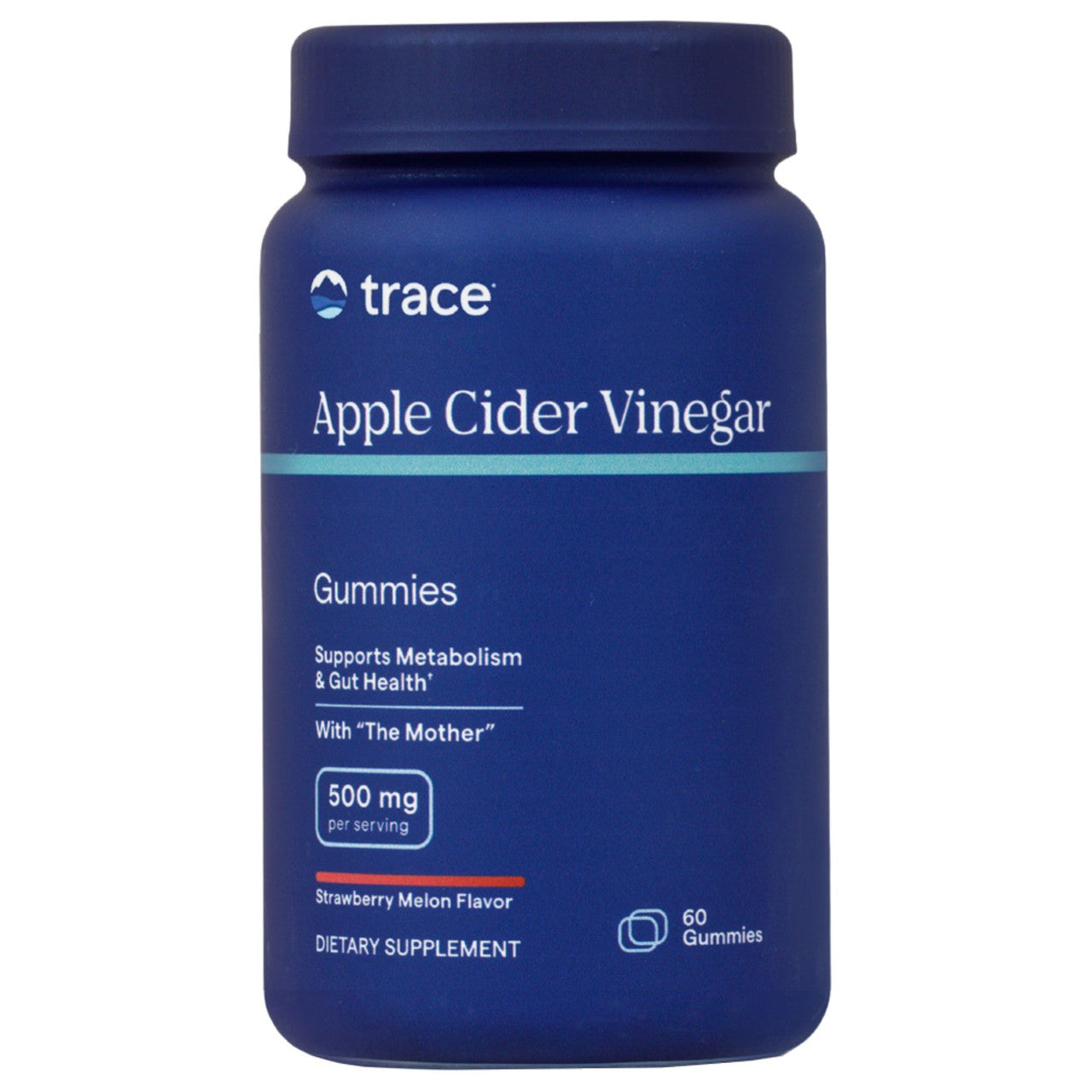 Front Image: Trace Minerals apple cider vinegar gummies strawberry melon bottle 60 count
