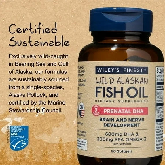 Wiley's Finest Prenatal DHA Omega-3 Fish Oil - 60 Softgels