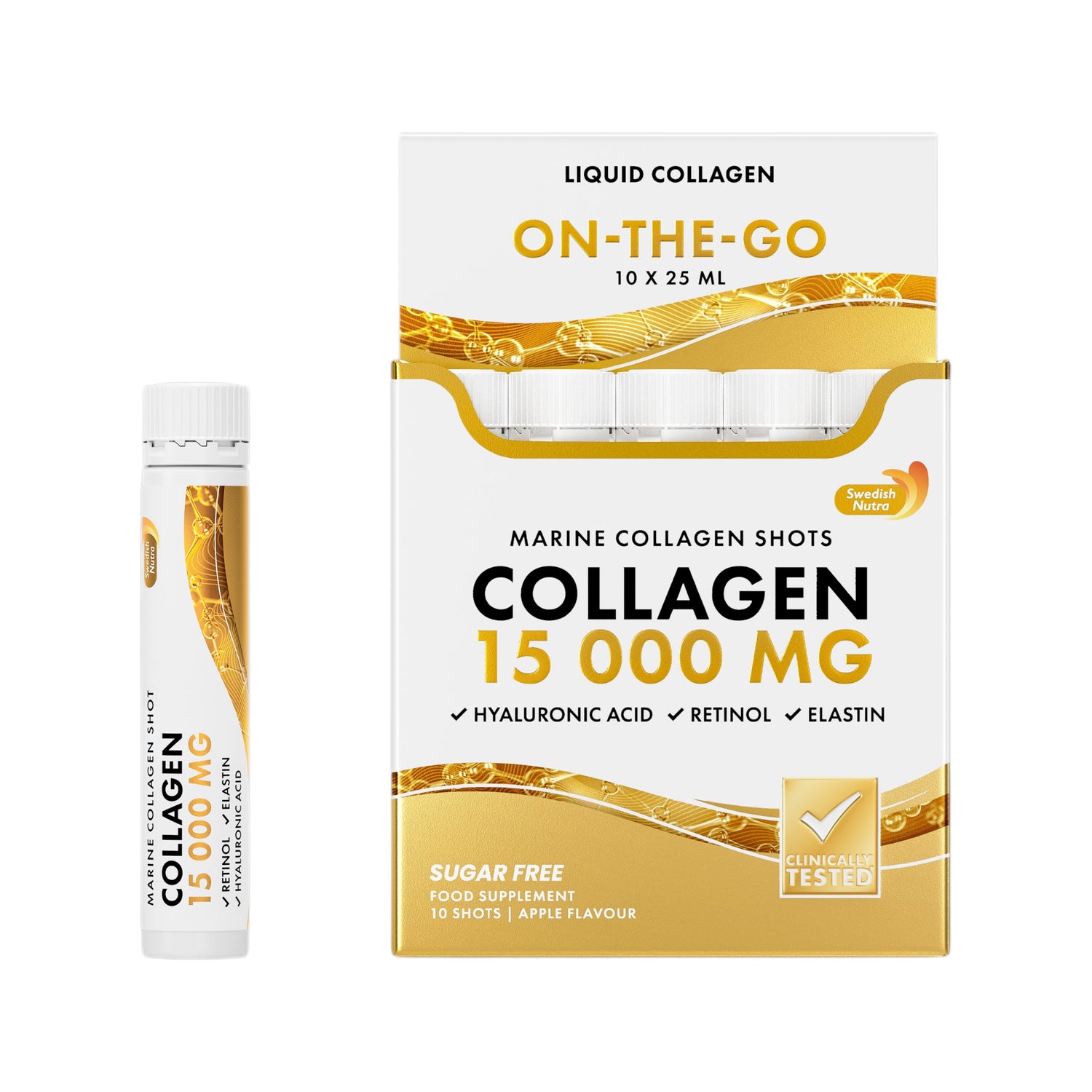 Swedish Nutra Meereskollagen 15000mg Shots Apfel 10 x 25ml