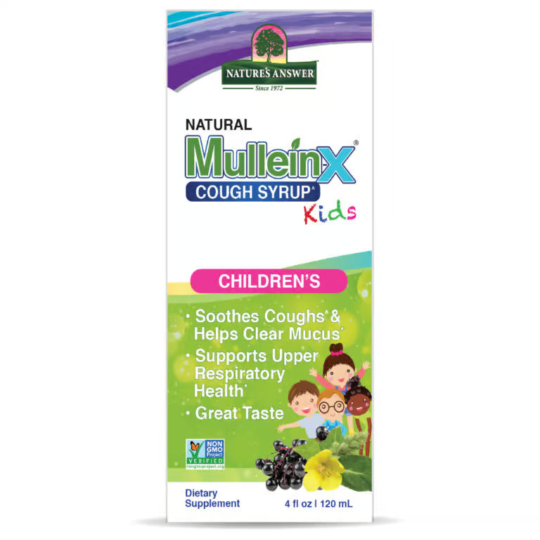 Nature’s Answer Kids Mullein-X Herbal Liquid Supplement Alcohol-Free 120ml box front view