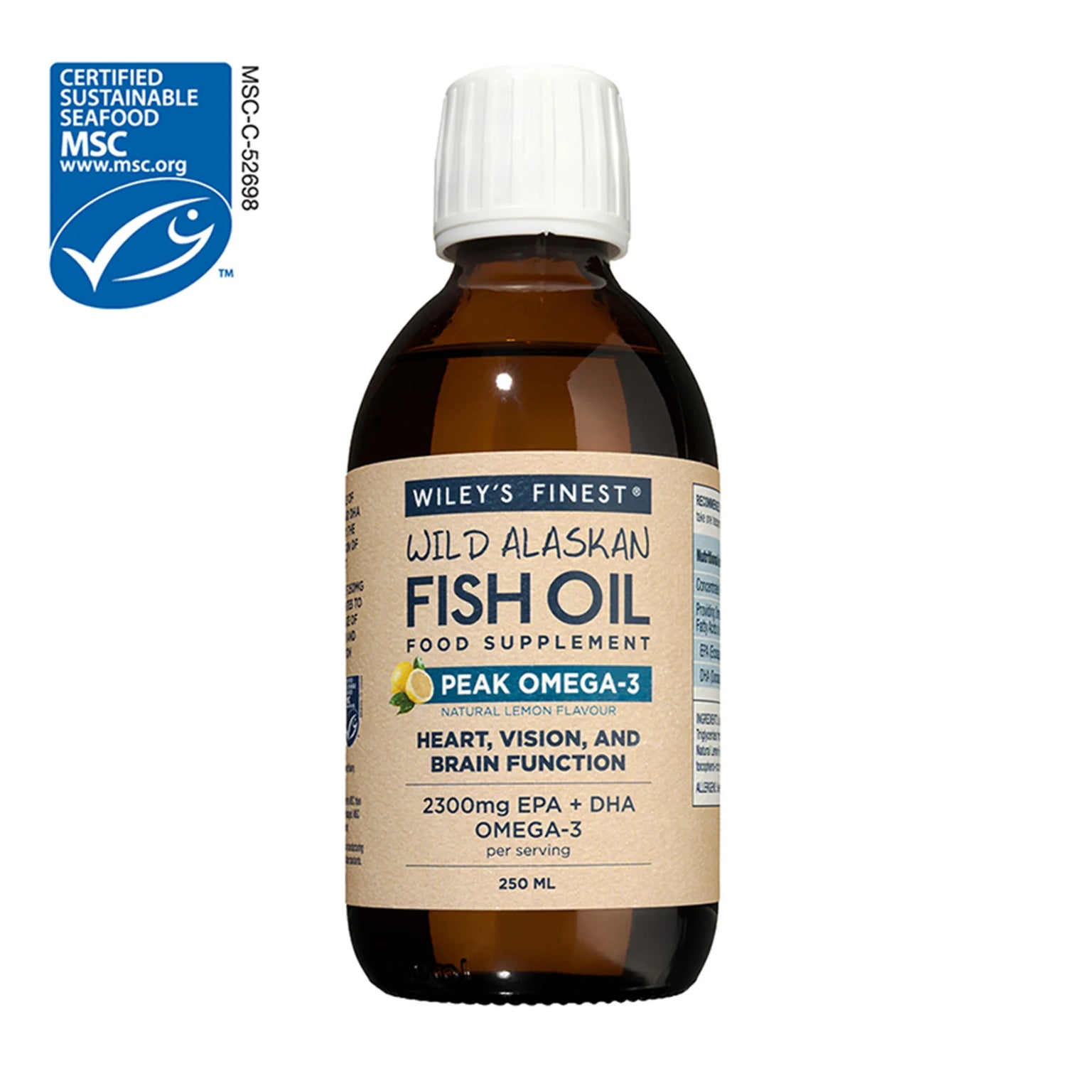Wiley's Finest Wild Alaskan Fish Oil Omega-3 Liquid Lemon - 250ml