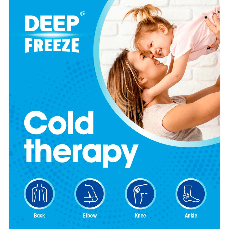 Deep Freeze Cold Patch cooling therapy patch sachet packaging 1 count applied cooling patch lifestyle image