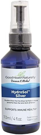 Front image: Good Health Naturally Hydrosol Silver oral spray liquid supplement 113ml bottle