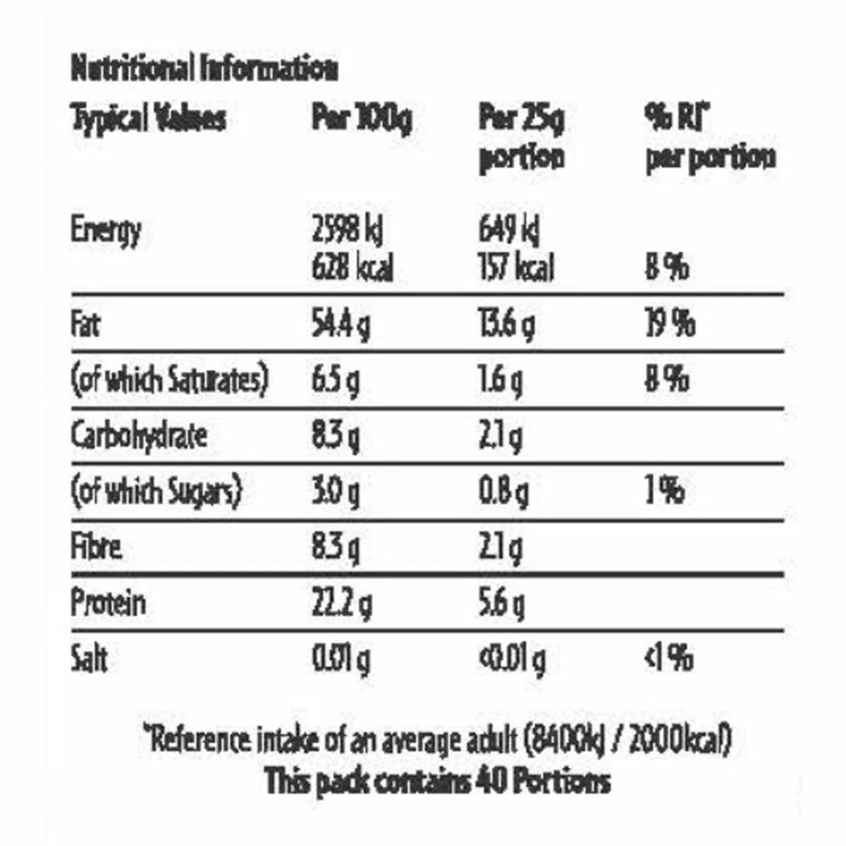 Supplement facts & ingredients image: Sun Valley mixed nuts 1kg ingredient label packaging