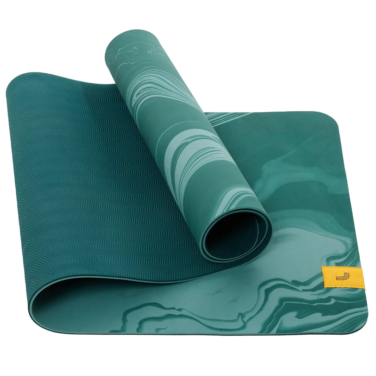Lolë Yoga Mat with 2-in-1 Strap, Dark Teal Marble - 6mm Thick TPE