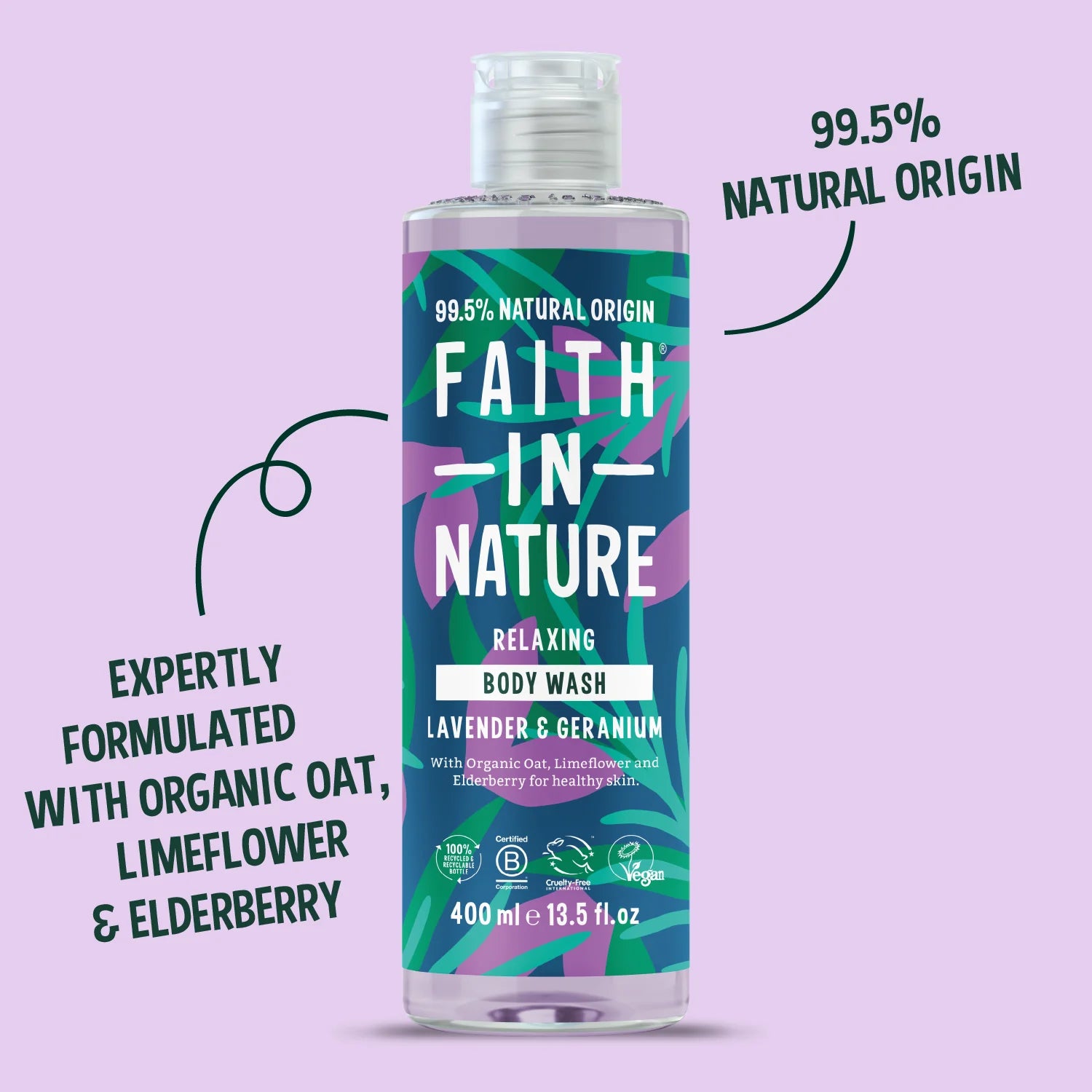 Faith In Nature Relaxing Body Wash Lavender & Geranium 400ml product information