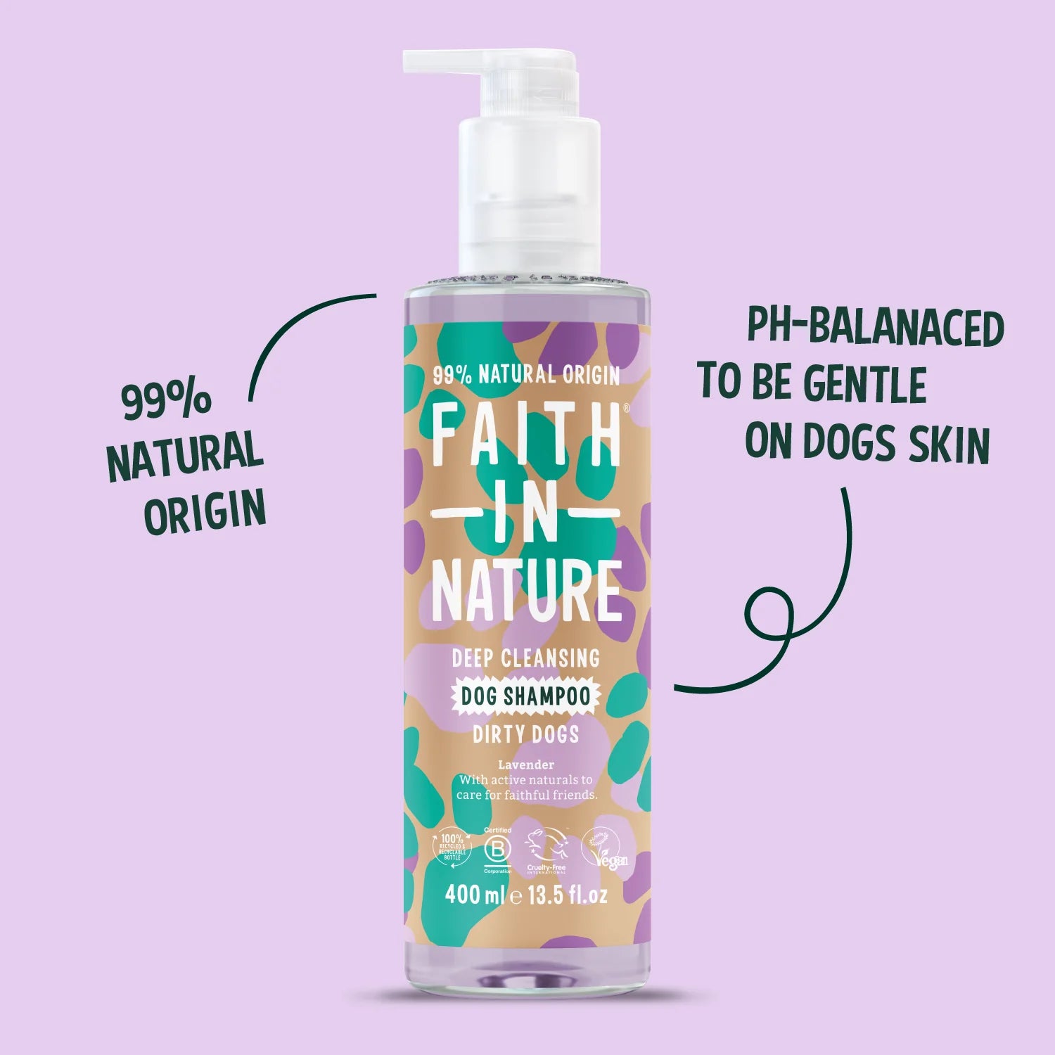 Faith In Nature Deep Cleansing Dirty Dogs Lavender Shampoo 400ml bottle product information