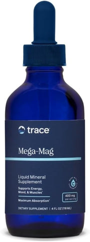 Front Image: Trace Minerals Mega-Mag 400mg liquid magnesium drops bottle 118ml