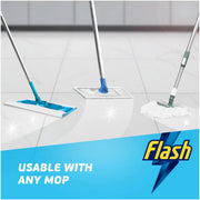 Flash Direct to Floor Berry & Cherry Blossom Floor Cleaner 800ml bottle shown alongside a mop for floor cleaning