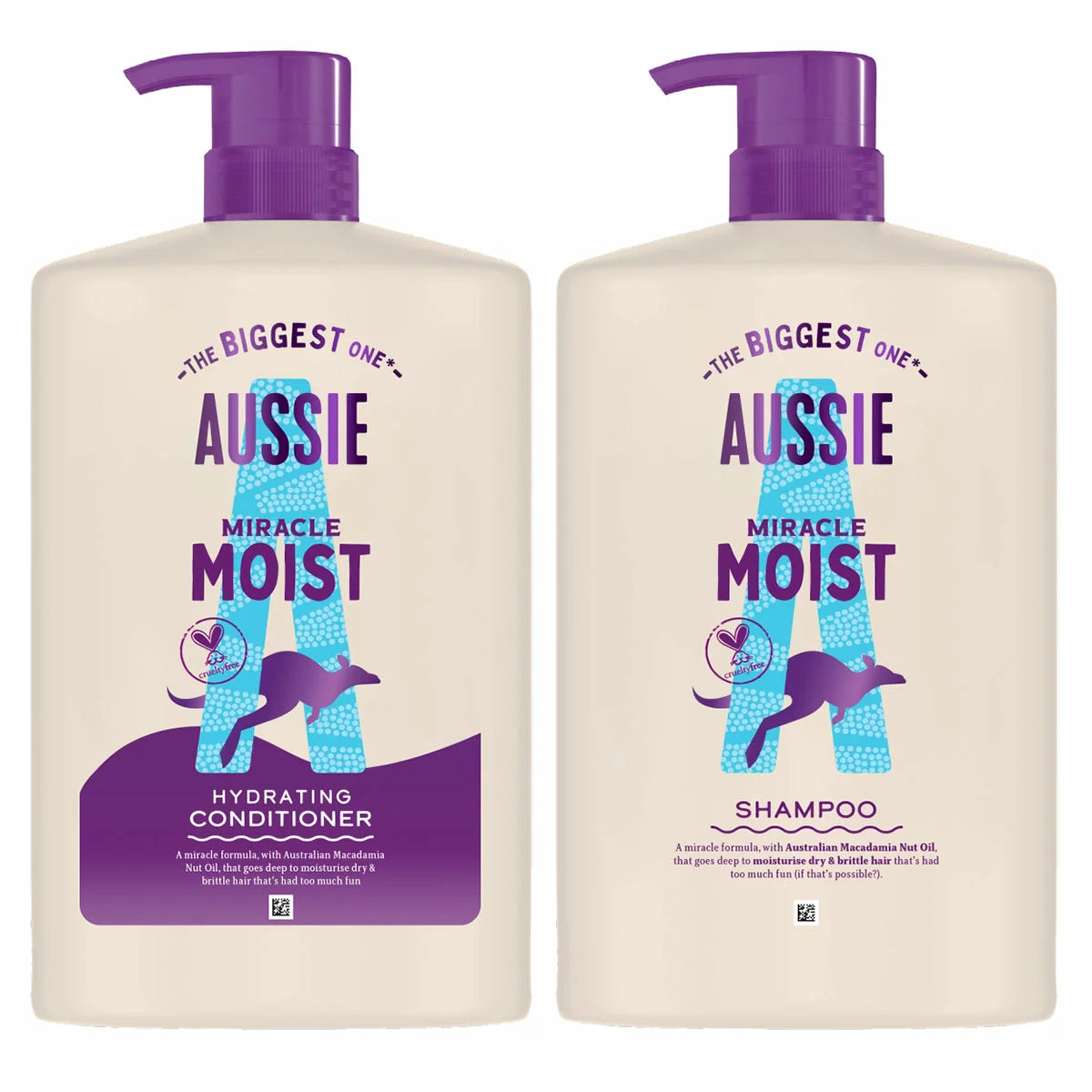 Aussie Miracle Moist Shampoo and Conditioner pump bottles 2 x 1L
