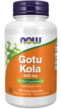 NOW Gotu Kola 450 mg - Traditional Herb - 100 Vegetarian Capsules