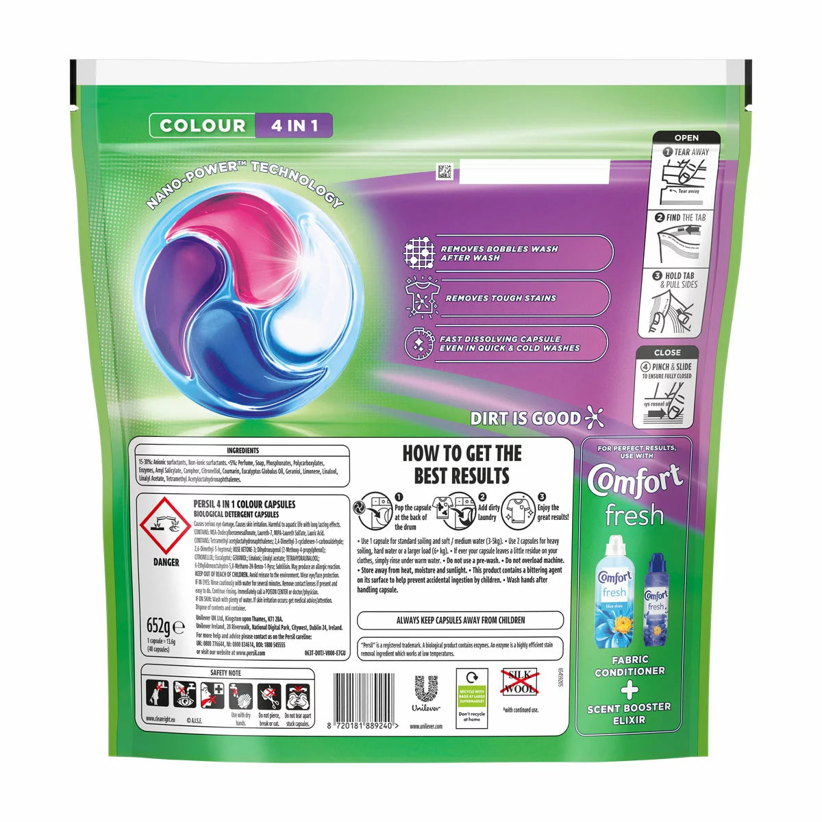 Persil Colour 4 in 1 Laundry Capsules barcode packaging 48 washes