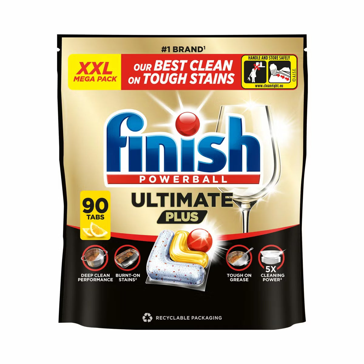 Finish Powerball Ultimate Plus Lemon Dishwasher Tabs 90 tablets pack