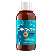 Gaviscon Peppermint Liquid Oral Suspension bottle packaging peppermint flavour oral suspension 150ml front product image