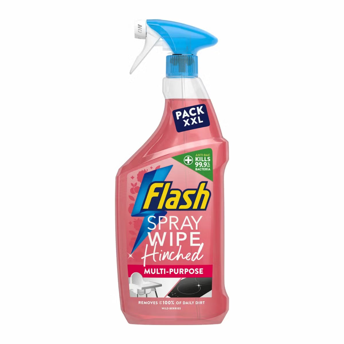 Flash Spray Wipe Hinched Multi Purpose Cleaner Wild Berries 800ml spray bottle