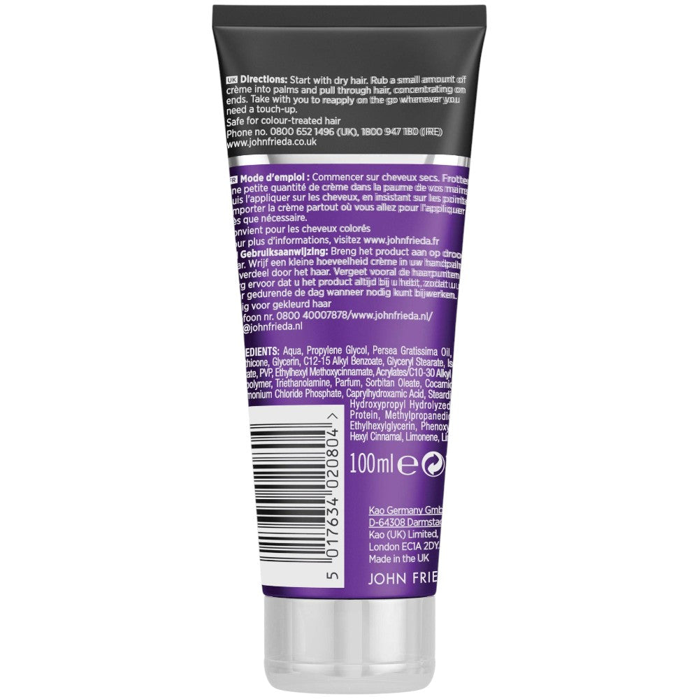 John Frieda Frizz Ease Secret Agent Touch-Up Crème avocado oil styling cream 100ml tube ingredients & barcode
