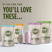 Pulsin Unflavoured Vegan Soya Protein Powder variants.