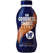 For Goodness Shakes Elite Chocolate Protein Shake 471ml bottle front packaging