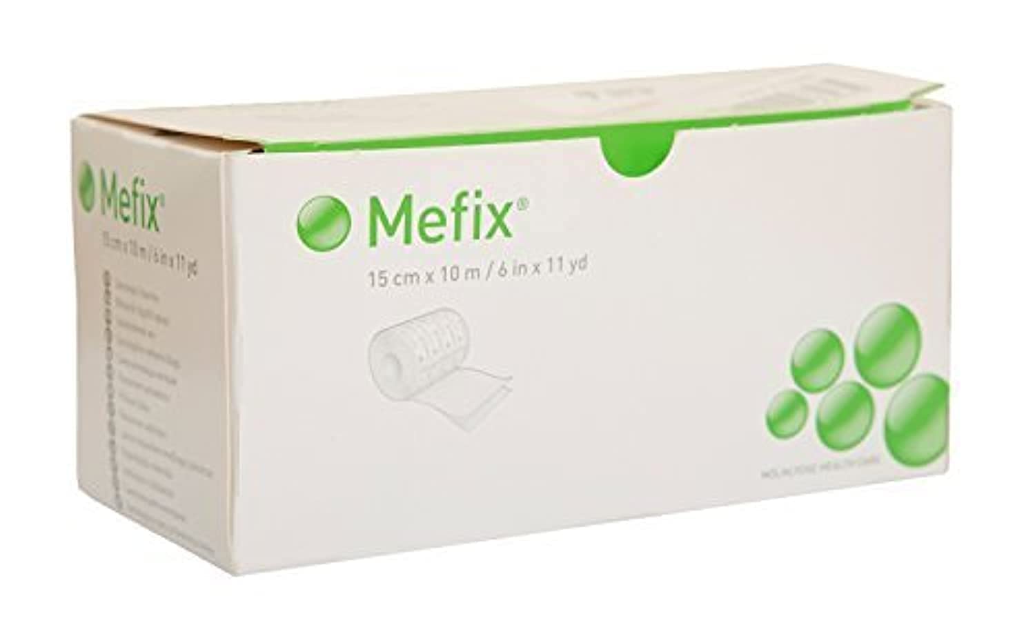 Mefix Medical Adhesive Soft Cloth Tape box, 15 cm x 10 m, wide format on white background.