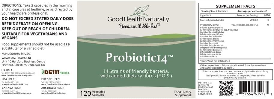 Barcode image: Good Health Naturally Probiotic 14 capsules barcode image 120 veg caps bottle