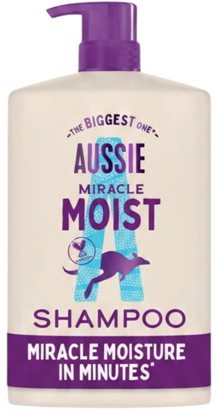 Aussie Miracle Moist Shampoo with Macadamia Nut Oil pump bottle 1L front packaging