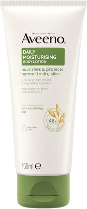 Aveeno Daily Moisturising Body Lotion 100ml travel bottle.