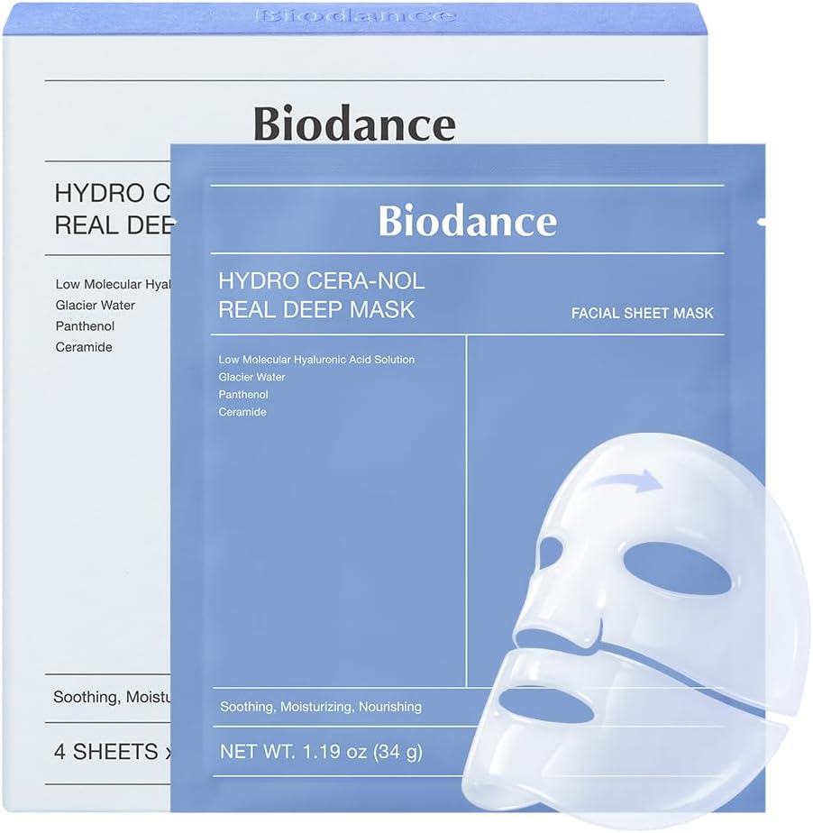Biodance Hydro Cera-Nol Real Deep Hydrogel Face Mask pouch containing 4 hydrogel sheet masks