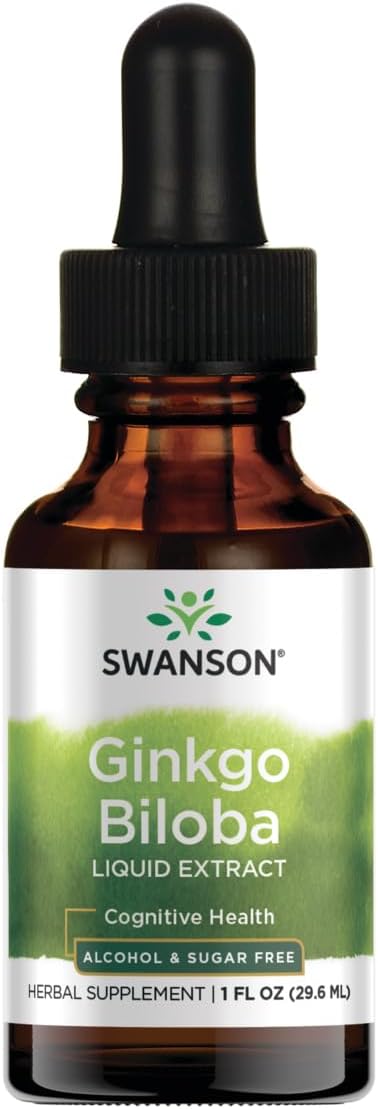 Swanson Ginkgo Biloba liquid extract herbal supplement dropper bottle 29.6ml