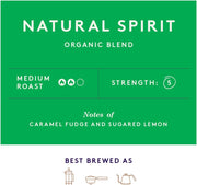 Union Natural Spirit Organic Blend Whole Bean Coffee 500g brewing instructions