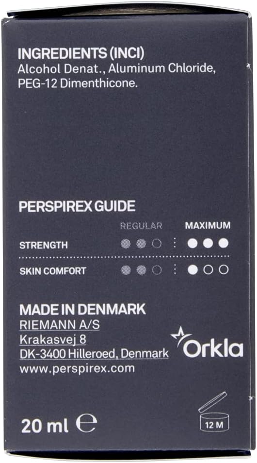 Back of Perspirex Maximum Roll-On bottle showing details.
