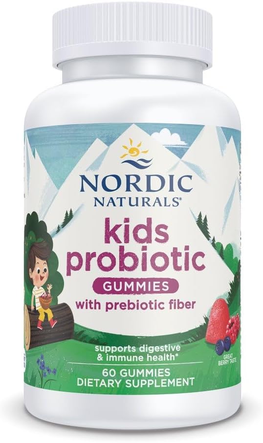 Nordic Naturals Kids Probiotic Gummies, Berry, 60 count bottle.