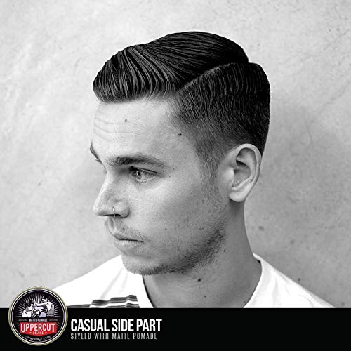 Lifestyle/use image: Uppercut Deluxe Matte Pomade 100g natural hairstyle styling routine