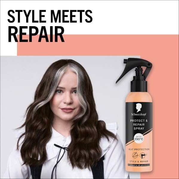 Schwarzkopf Protect & Repair Heat Protection Spray bottle 200ml hair styling and heat tool preparation use