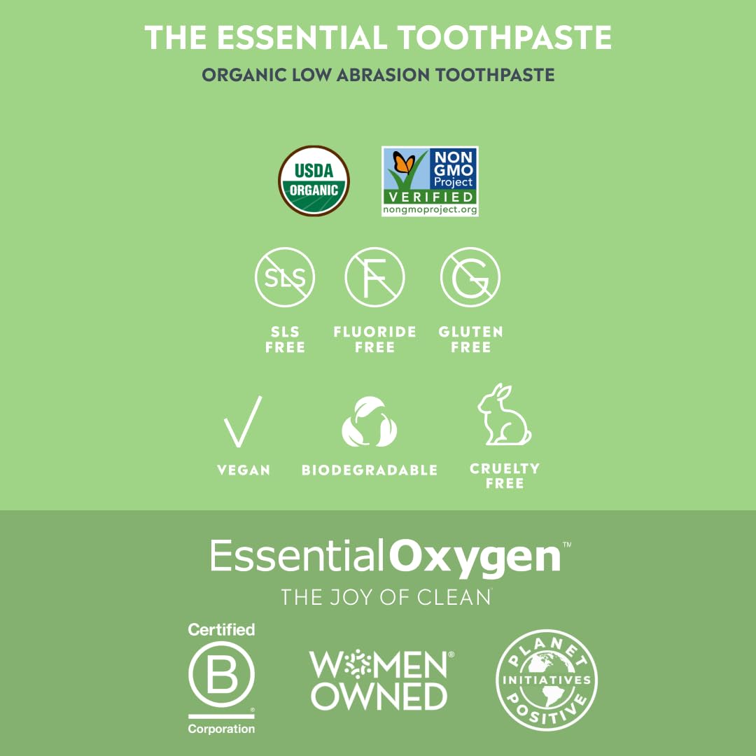 Essential Oxygen BR Organic Low Abrasion Toothpaste - Peppermint - 113g